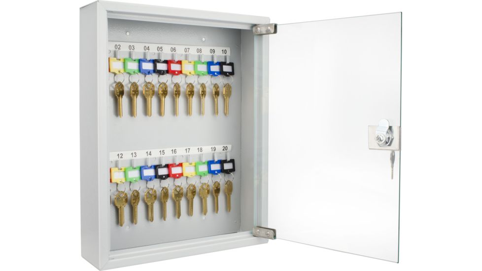 Barska 20 Position Key Cabinet w/Glass Door,Gray CB12952