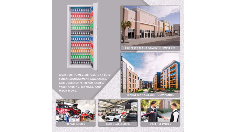 Barska 240 Key Cabinet Digital Wall Safe, White, Large, AX13368