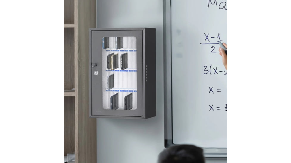 Barska 36 Capacity Smartphone Lock Box w/Key Lock and Carry Handle, Black, Medium, CB14104