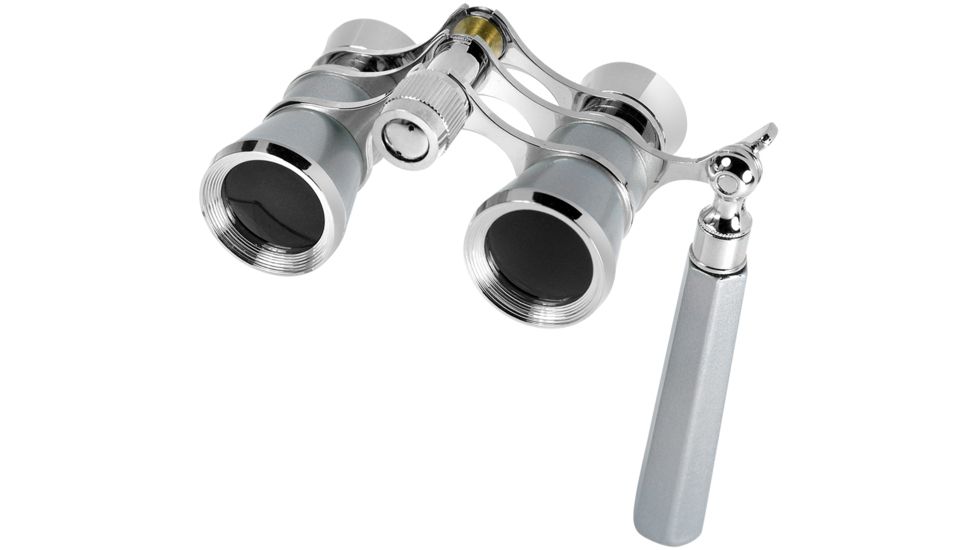 Barska 3x25mm Roof Prism Blueline Opera Glasses Theater Binoculars w/ Handle, Silver, Silver, AB11282
