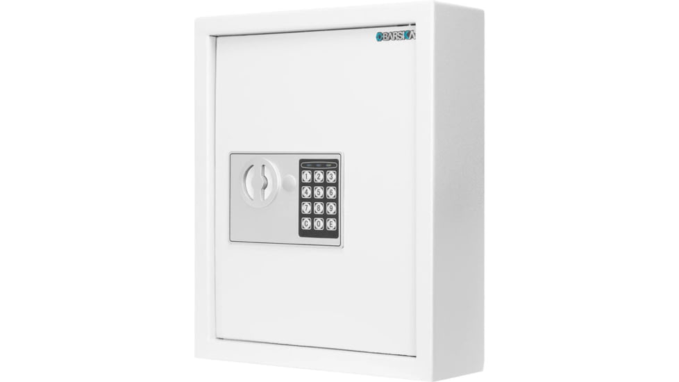 Barska 40 Capacity Fixed Position Key Cabinet Digital Keypad Wall Safe, White, Small, AX13964