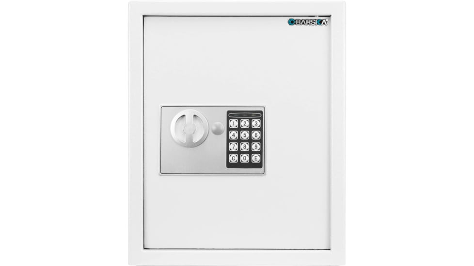 Barska 40 Capacity Fixed Position Key Cabinet Digital Keypad Wall Safe, White, Small, AX13964