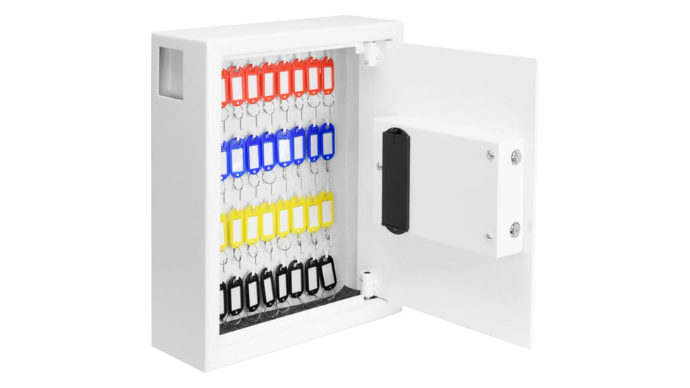 Barska 40 Capacity Fixed Position Key Cabinet Digital Keypad Wall Safe, White, Small, AX13964