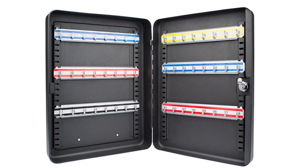 Barska 48 Key Adjustable Lock Box Security Safe w/ Key Lock, Steel, Black CB12484