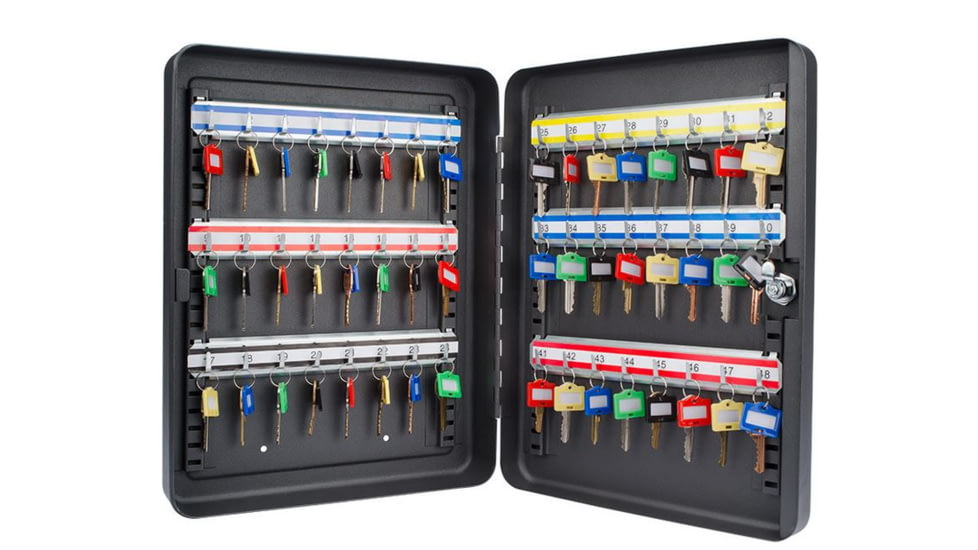 Barska 48 Key Adjustable Lock Box Security Safe w/ Key Lock, Steel, Black CB12484