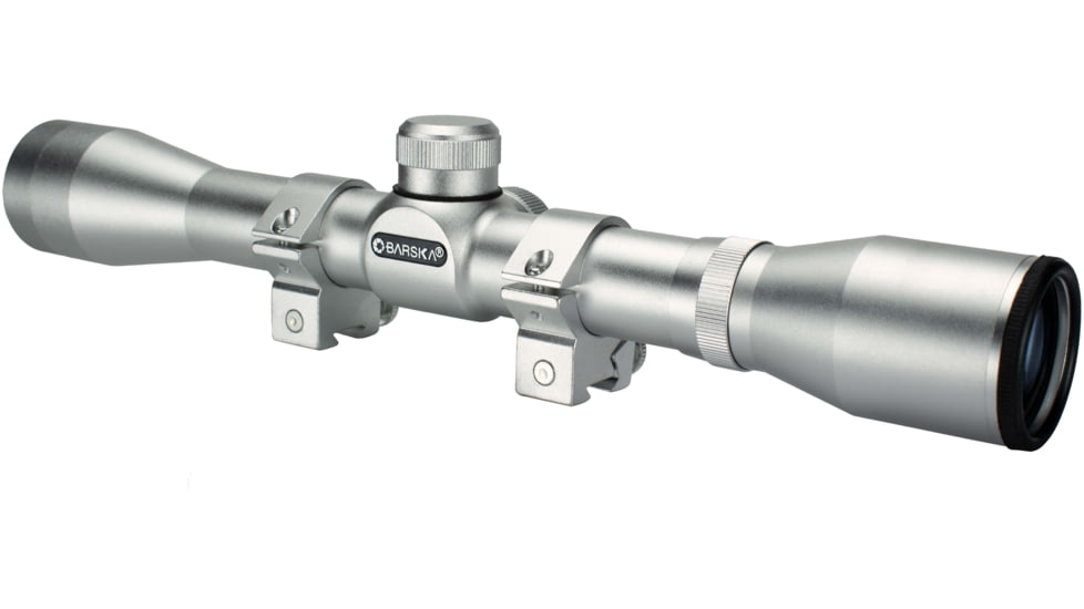 Barska 4x32 Plinker-22 Rifle Scope w/ 3/8in Rings, Silver, Box Pack - AC10041