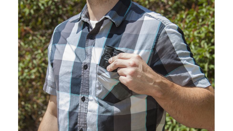 Barska 8x21 LucidView Compact Folding Roof Prism Binoculars, Black, Box Pack - AB10108