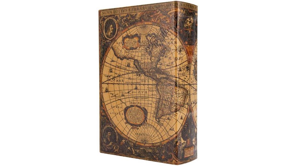 Barska Antique Map Book Lock Box Safe w/ Key Lock, Brown, Outer Size 7 x 2.75 x 10.75 in CB12480