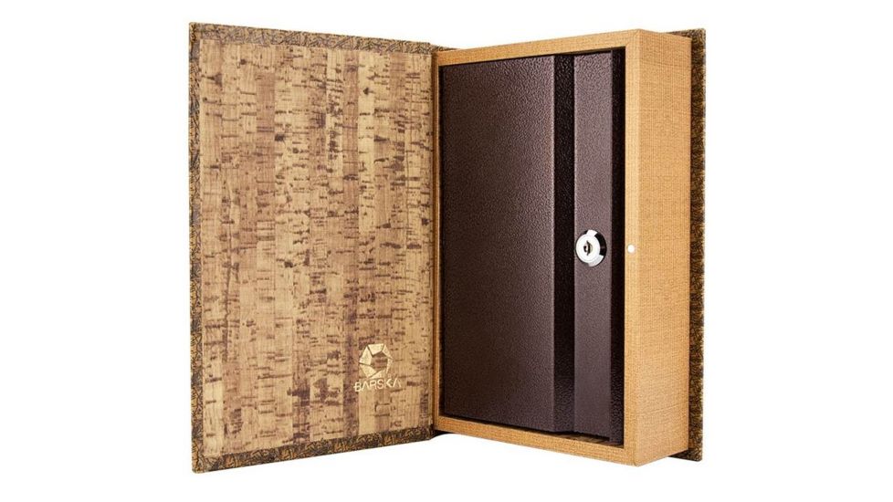 Barska Antique Map Book Lock Box Safe w/ Key Lock, Brown, Outer Size 7 x 2.75 x 10.75 in CB12480