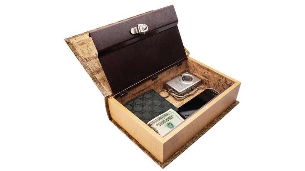 Barska Antique Map Book Lock Box Safe w/ Key Lock, Brown, Outer Size 7 x 2.75 x 10.75 in CB12480