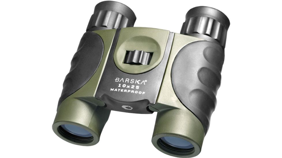 Barska Atlantic 10x25 Waterproof Compact Roof BaK-4 Prism Binoculars, Green - Box Pack