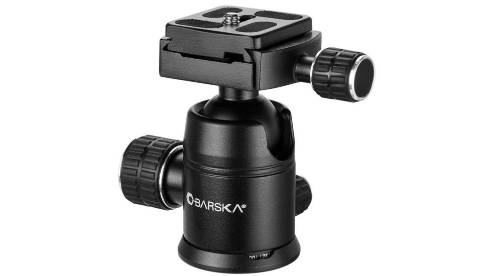 Barska Ball Joint Tripod Head, 90 Degree Tilt, Connects to 3/8 - 16 Thread Tripod Screw, Black, Outer Size 2.5 x AF12544