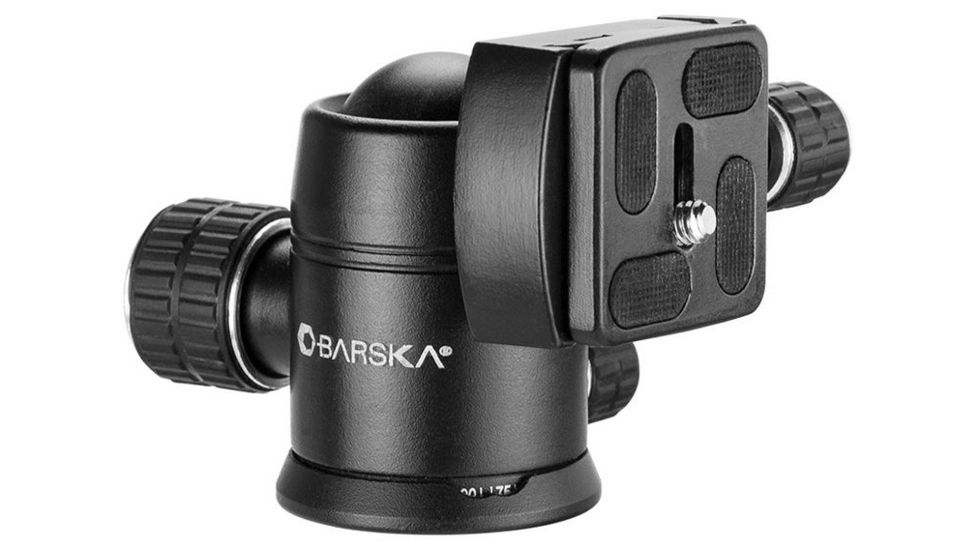 Barska Ball Joint Tripod Head, 90 Degree Tilt, Connects to 3/8 - 16 Thread Tripod Screw, Black, Outer Size 2.5 x AF12544