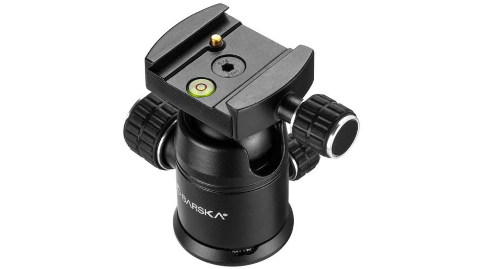 Barska Ball Joint Tripod Head, 90 Degree Tilt, Connects to 3/8 - 16 Thread Tripod Screw, Black, Outer Size 2.5 x AF12544