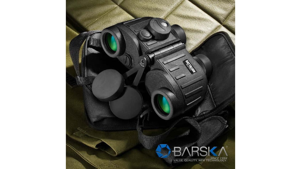 Barska Battalion 8x30mm Porro Prism Rangefinder Binoculars, Matte Black, Black, AB11776