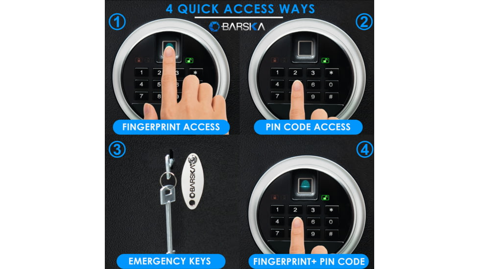 Barska Biometric Keypad Rifle Safe, 5.51 Cubic Ft. Quick Security, Black, Large, AX13646