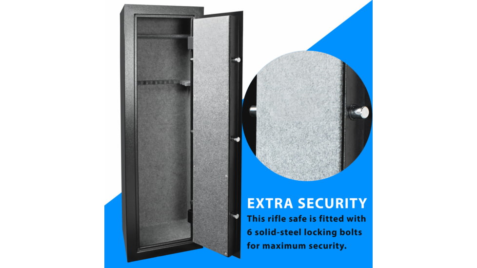 Barska Biometric Keypad Rifle Safe, 5.51 Cubic Ft. Quick Security, Black, Large, AX13646