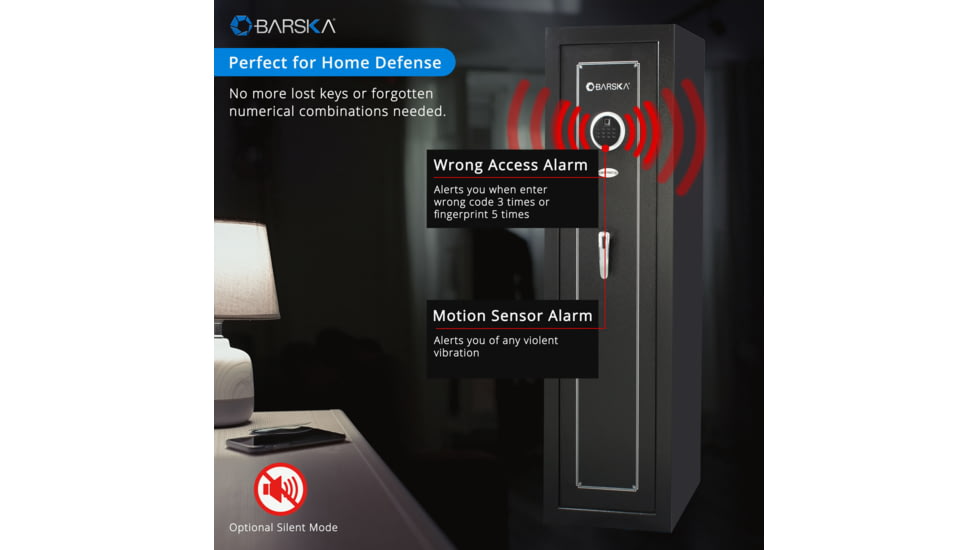 Barska Biometric Keypad Rifle Safe, 5.51 Cubic Ft. Quick Security, Black, Large, AX13646