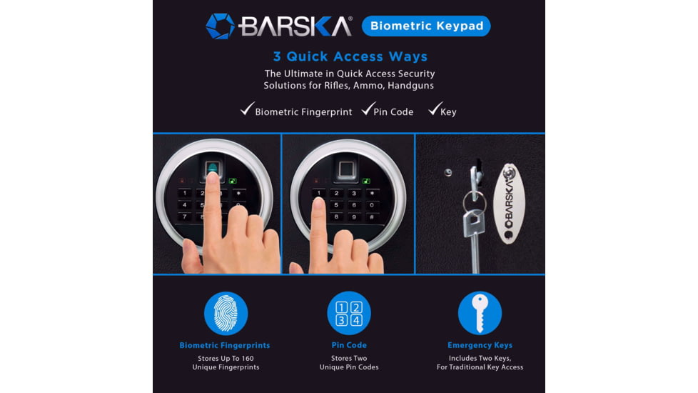 Barska Biometric Keypad Rifle Safe, Black, 5.51 Cubic Ft., AX13646
