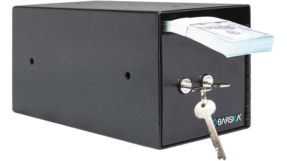 Barska Dual Key Depository Safe, Drop Slot, Black, Small, AX13708