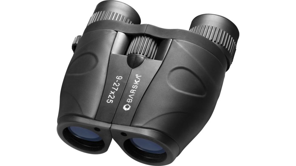 Barska Gladiator 9-27x25 Compact Zoom Porro Rubber Armored Binoculars, Black, Box Pack