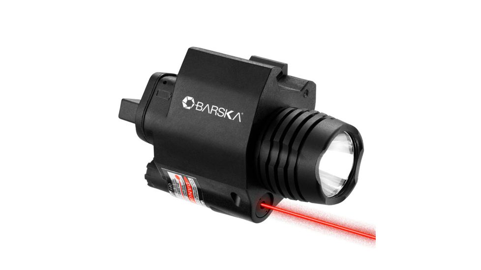 Barska Laser LED Weapon Flashlight, CR123A, Red, 200 Lumens, Black, AU12714