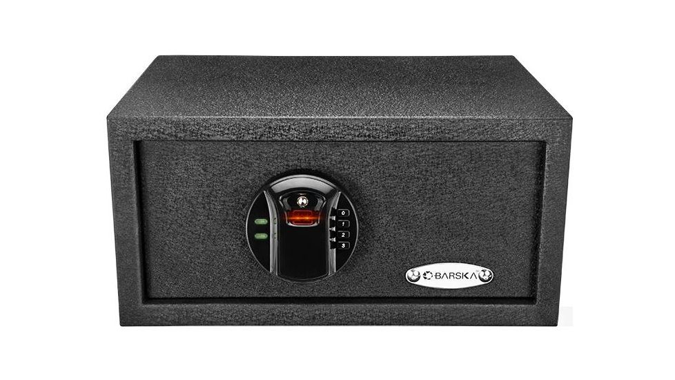 Barska HQ100 Biometric Keypad Safe, 30 Fingerprint Memory, Steel, Black, Outer Dimensions-14.5 x 11.75 x 7 in AX12476