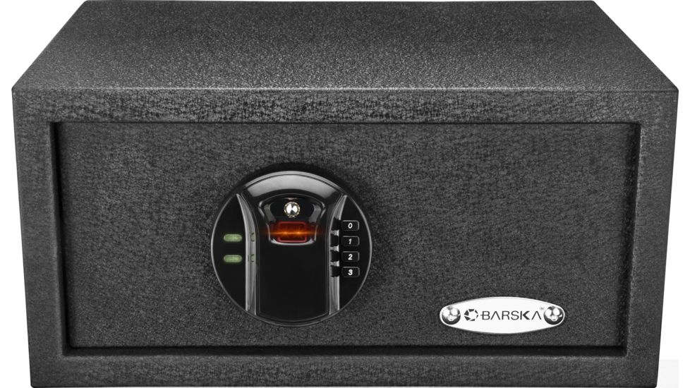 Barska HQ100 Biometric Keypad Safe, 30 Fingerprint Memory, Steel, Black, Outer Dimensions-14.5 x 11.75 x 7 in AX12476