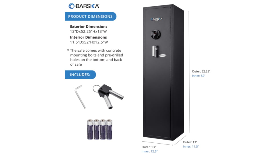 Barska HQ900 Large Quick Access Keypad Biometric Rifle Safe, Black, AX12752