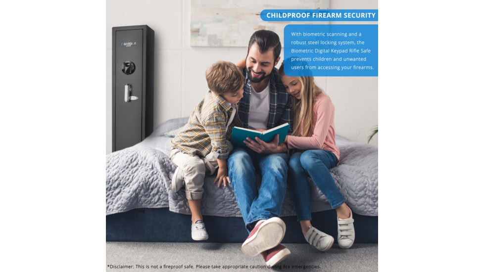 Barska HQ900 Large Quick Access Keypad Biometric Rifle Safe, Black, AX12752