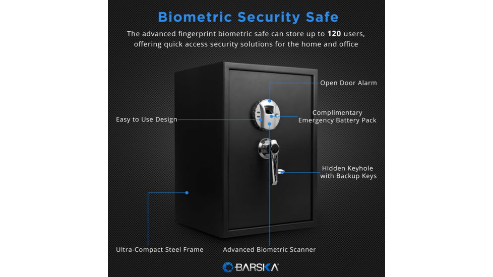 Barska Large Biometric Fingerprint Scanner Safe, 14in x 13in x 19.75in Exterior AX11650