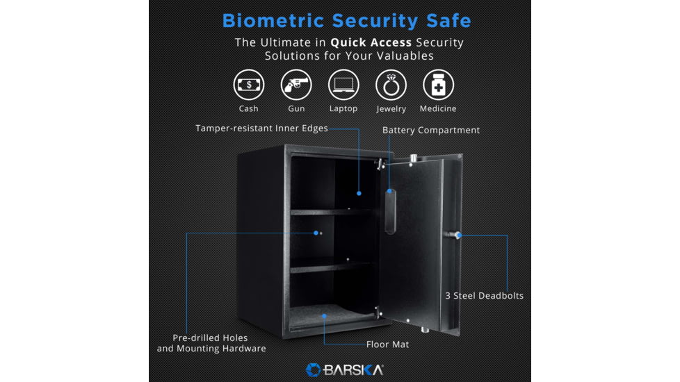 Barska Large Biometric Fingerprint Scanner Safe, 14in x 13in x 19.75in Exterior AX11650