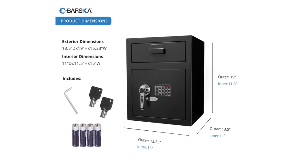 Barska Large Keypad Depository Safe, Black AX11930
