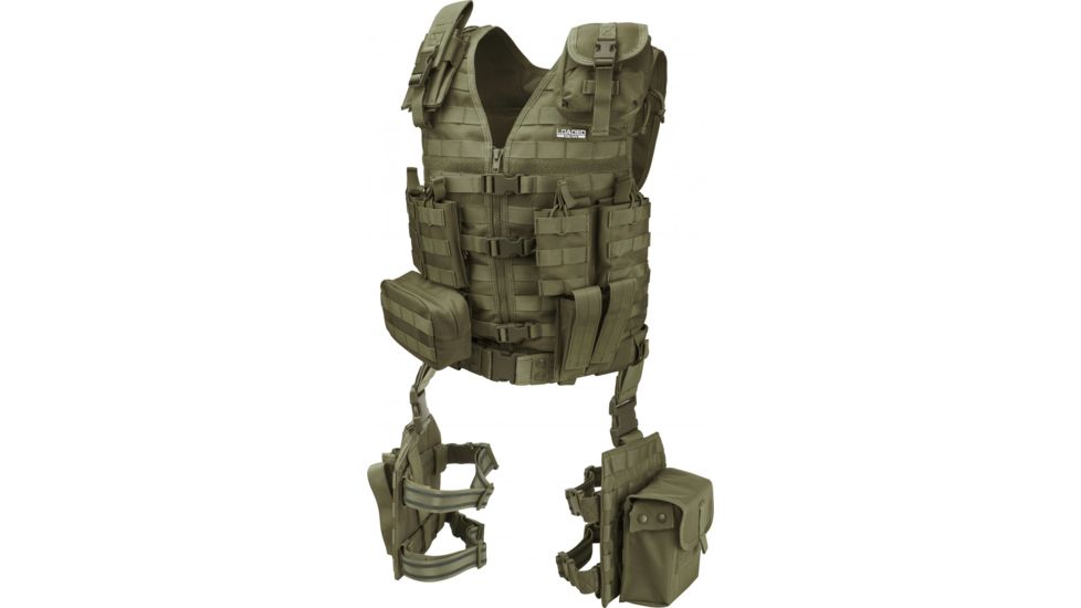 Barska Loaded Gear VX-100 Tactical Vest w/Leg Platforms, OD Green, Large BI12330