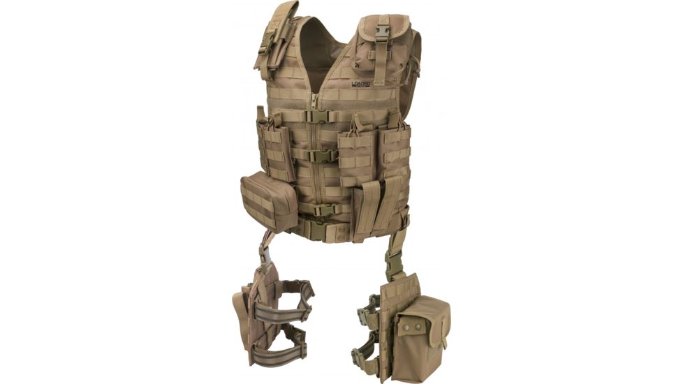 Barska Loaded Gear VX-100 Tactical Vest w/Leg Platforms, Flat Dark Earth, Large BI12344