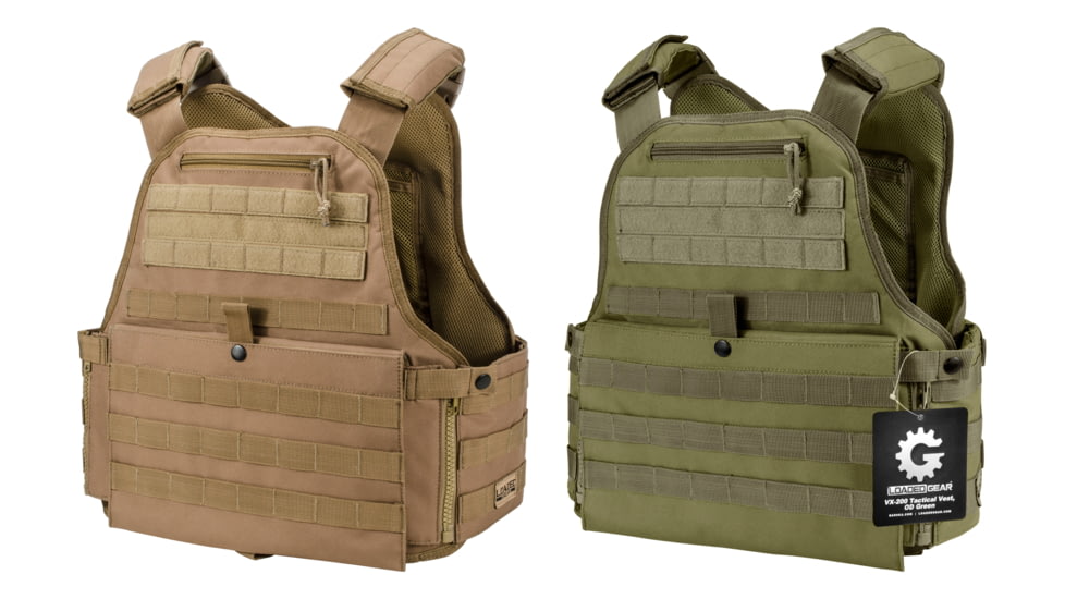 Barska Loaded Gear VX-500 MOLLE Plate Carrier Tactical Vest, Flat Dark Earth, Green