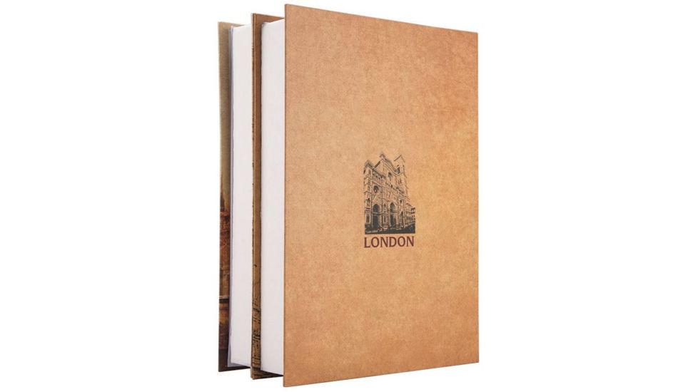 Barska Paris and London Dual book Lock box Safe w/ Key Lock, Tan, Outer Size 7.5 x 3.5 x 10.5 in CB12470