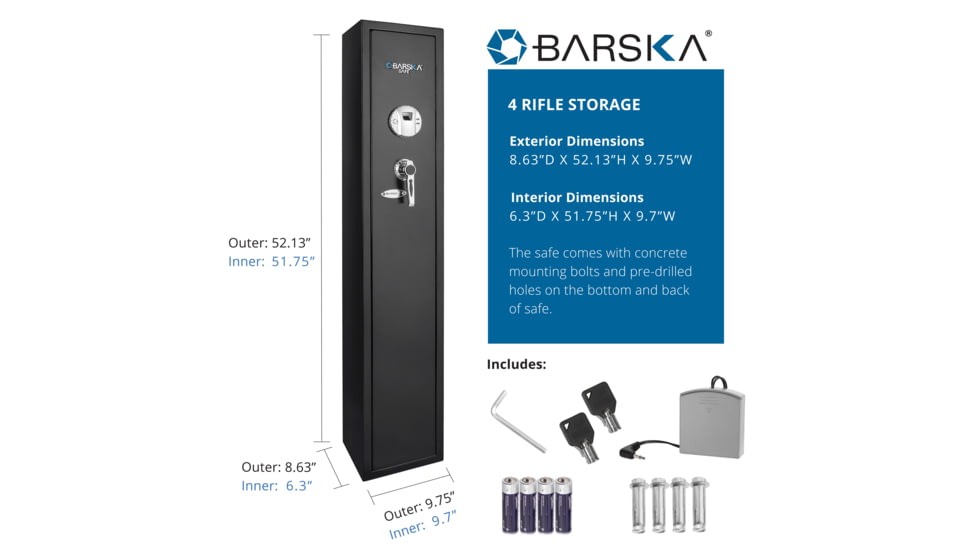 Barska Quick-Access Biometric Rifle Safe, Matte Black, AX11652