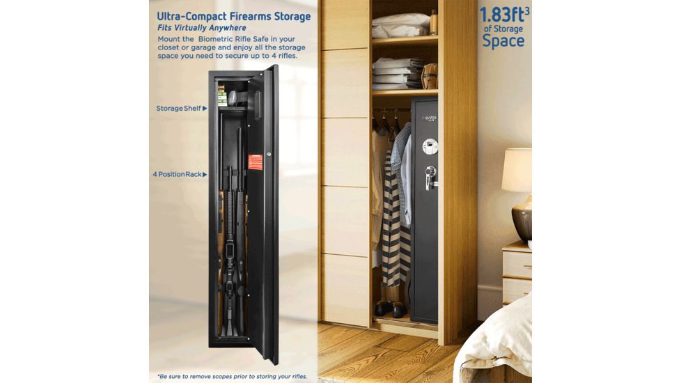 Barska Quick-Access Biometric Rifle Safe, Matte Black, AX11652