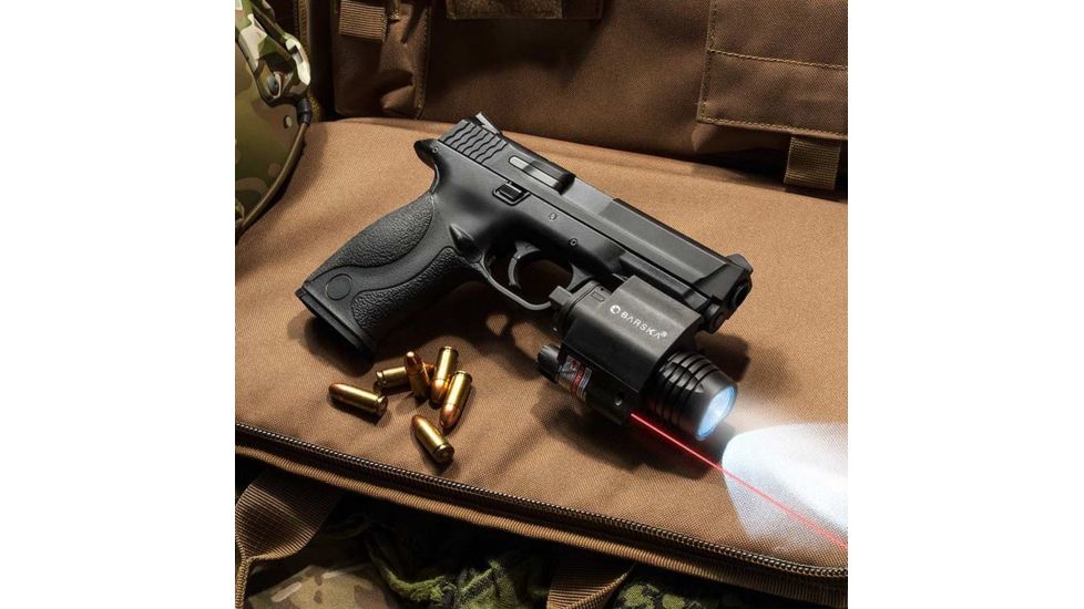 Barska Laser LED Weapon Flashlight, CR123A, Red, 200 Lumens, Black, AU12714