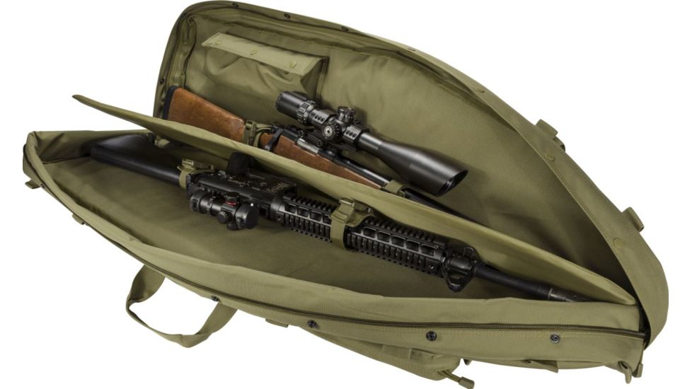 Loaded Gear RX-600 46 in Tactical Dual Rifle Bag, Padded Center Divider, 4 Zippered Pockets, OD Green BI12554