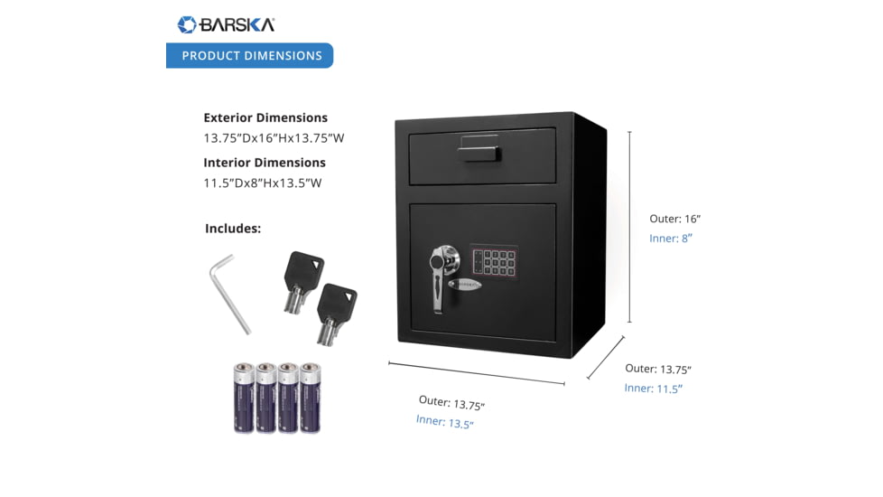 Barska Standard Keypad Depository Safe, Black AX11932