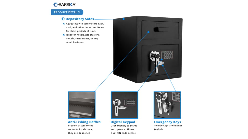 Barska Standard Keypad Depository Safe, Black AX11932