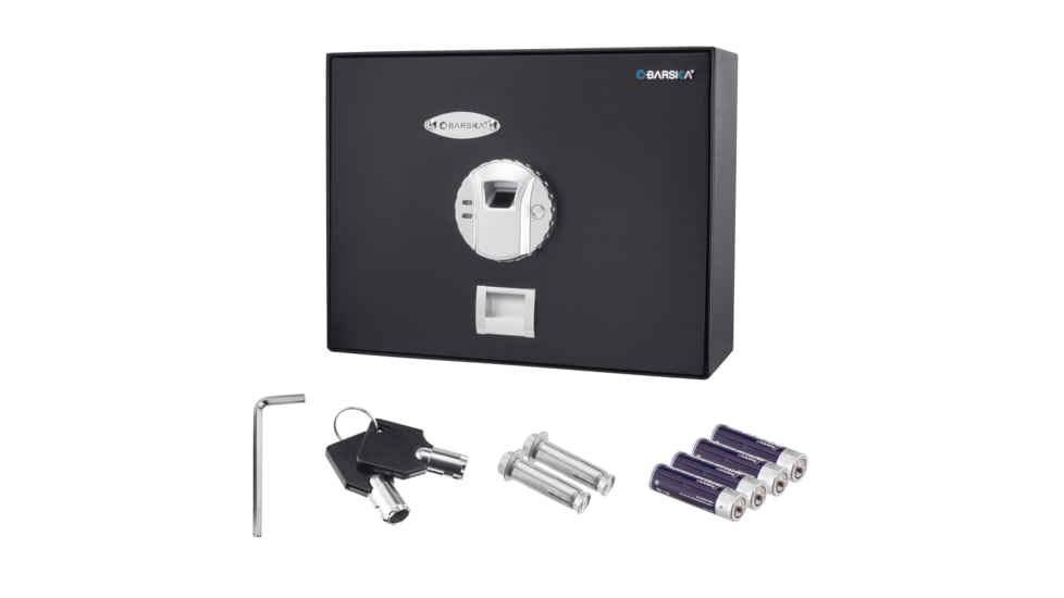 Barska Top Open BioMetric Safe, Black, 14.75x11.25x5in Exerior AX11556