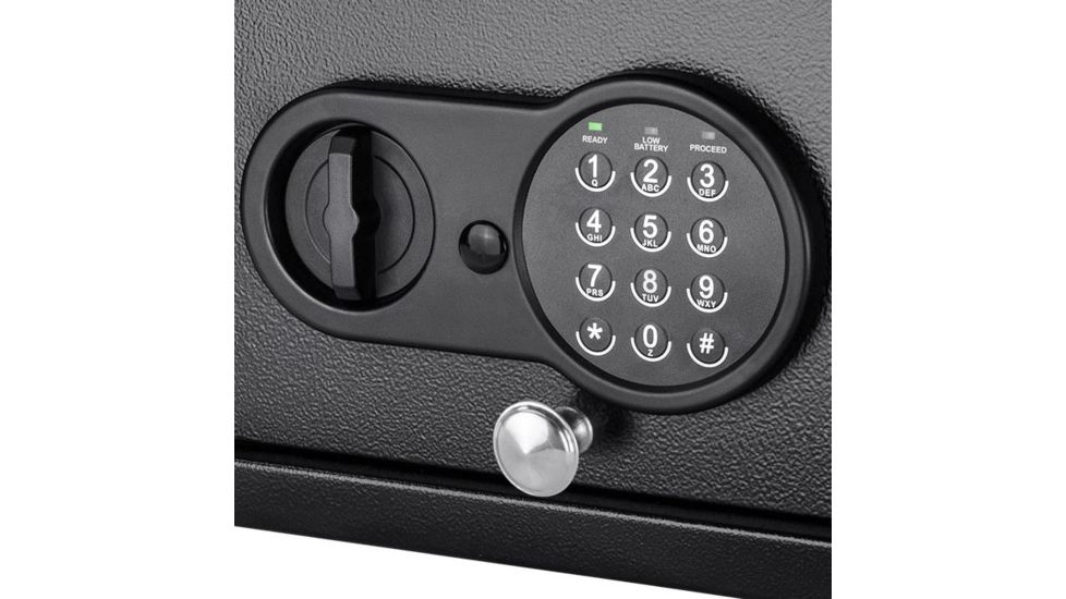 Barska Top Open Keypad Safe, Low Battery Alert, 12 Gauge Sheet Steel Construction, Black, Outer Size 12 x 9.5 x 4.5 in AX12622