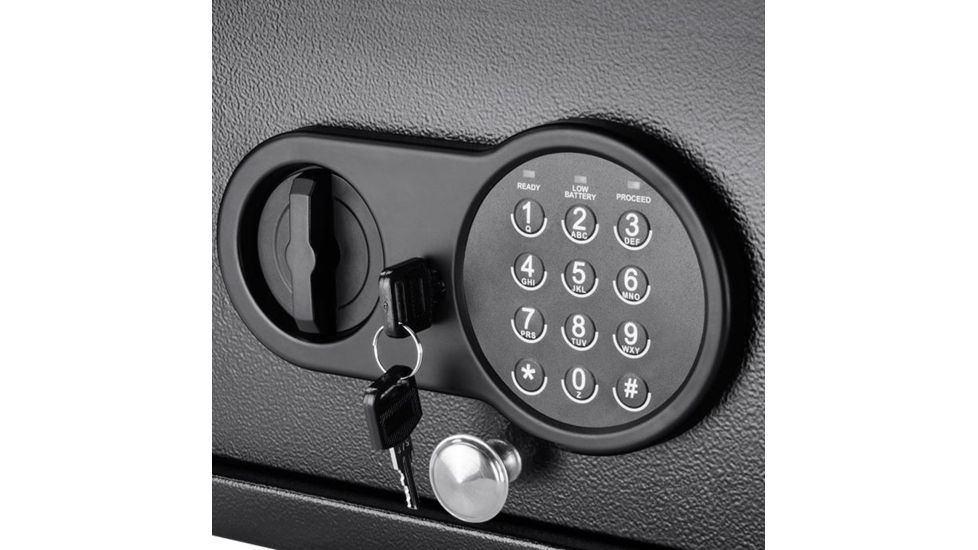 Barska Top Open Keypad Safe, Low Battery Alert, 12 Gauge Sheet Steel Construction, Black, Outer Size 12 x 9.5 x 4.5 in AX12622
