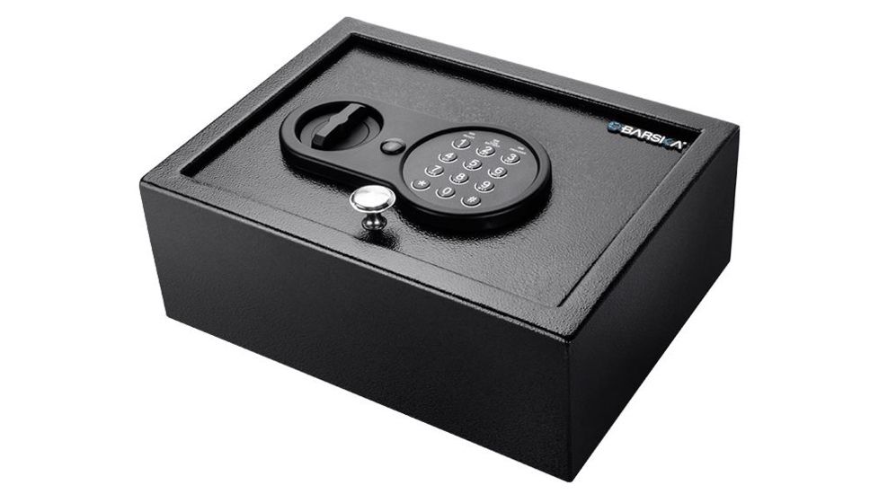 Barska Top Open Keypad Safe, Low Battery Alert, 12 Gauge Sheet Steel Construction, Black, Outer Size 12 x 9.5 x 4.5 in AX12622
