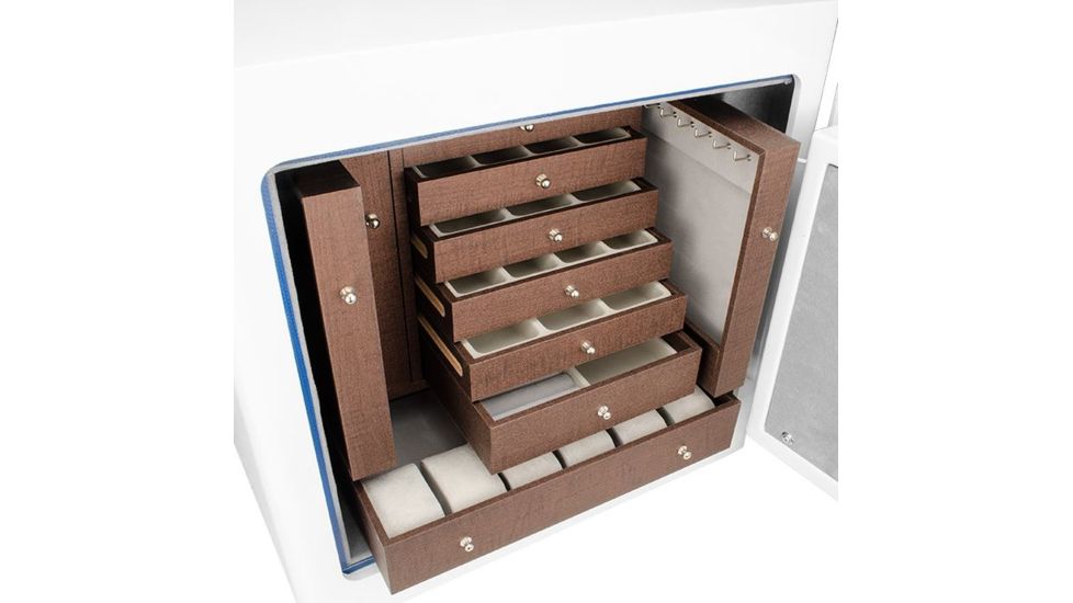 Barska White Keypad Jewelry Safe, Dark Interior, Steel, White, Outer Size 18 x 14 x 17.5 in AX12732