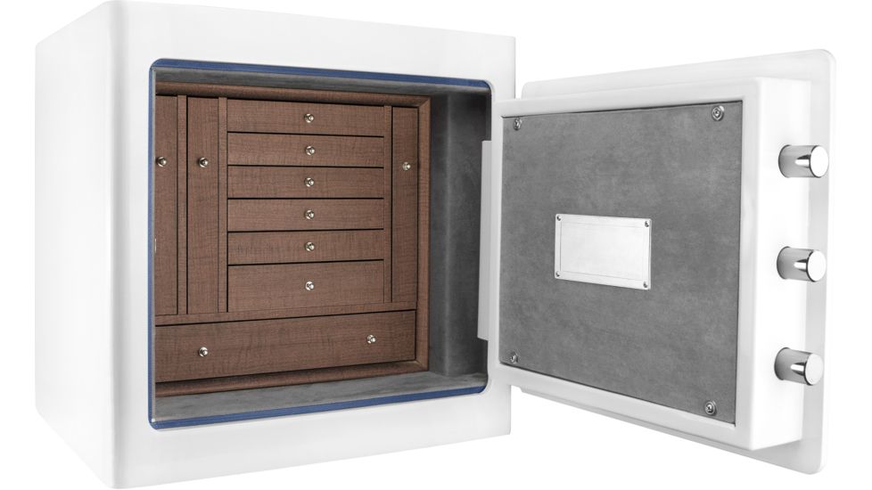 Barska White Keypad Jewelry Safe, Dark Interior, Steel, White, Outer Size 18 x 14 x 17.5 in AX12732