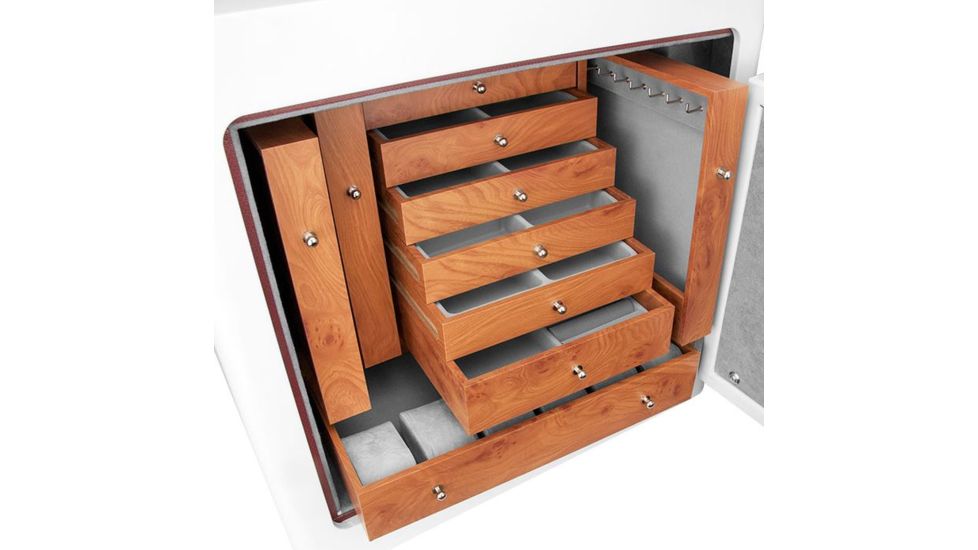 Barska White Keypad Jewelry Safe, Fireproof, Motion Sensor Light Interior, White, External Size 18 x 14 x 17.5 in AX12672